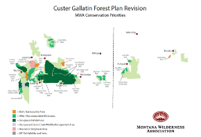 Click the map to see MWA's conservation priorities on the Custer Gallatin National Forest